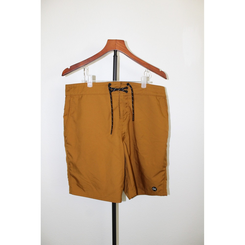 Outerknown Apex Boardshorts Mens 32 Mustard Brown Recycled Swim Trunks Slater